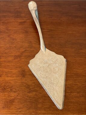 Vintage Italian Silverplate Pie Server E.P. Zinc Silverplated Italy Engraved